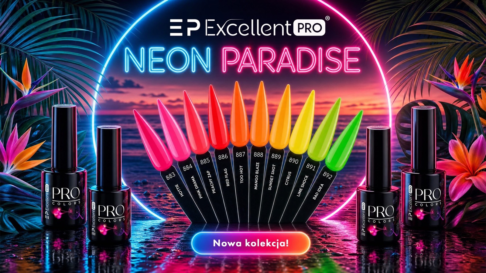 Key visual kolekcji Excellent PRO Neon Paradise - baner naszego autorstwa