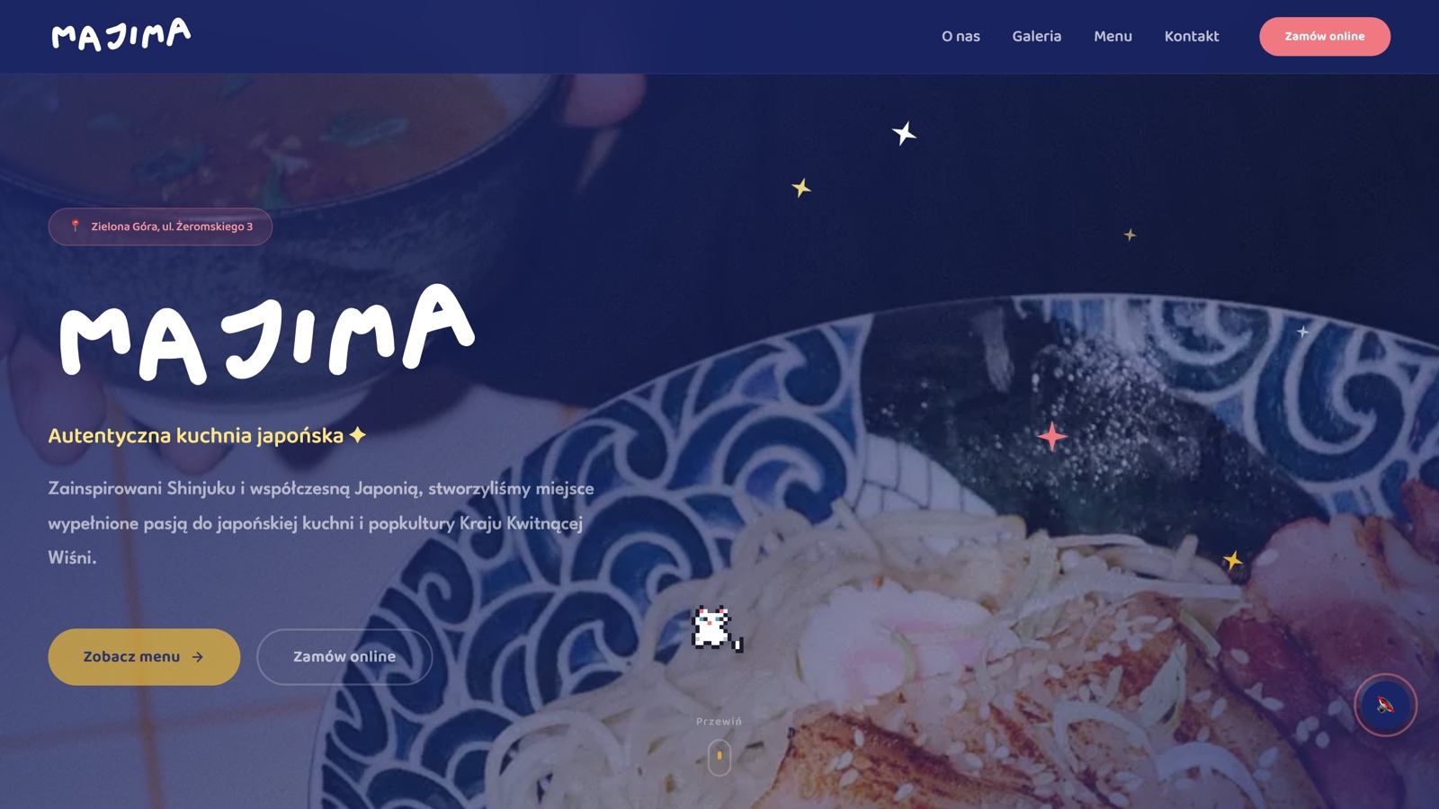 Strona restauracjamajima.pl - widok strony głównej