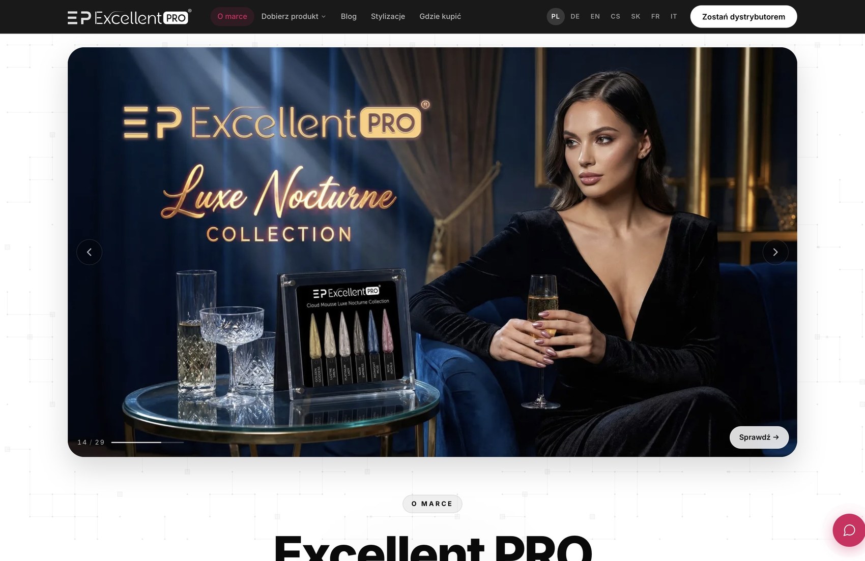 Strona marki Excellent PRO na ekranie MacBooka - excellentpro.net na żywo
