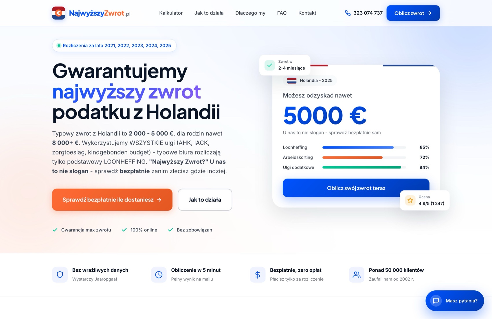 NajwyższyZwrot.pl - kalkulator zwrotu podatku na ekranie MacBooka