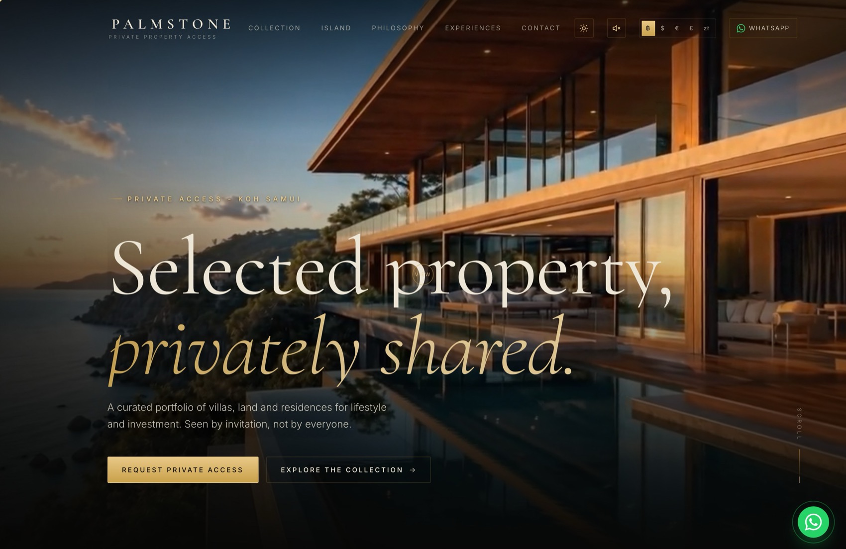 Palmstone - strona nieruchomości premium na Koh Samui na ekranie MacBooka