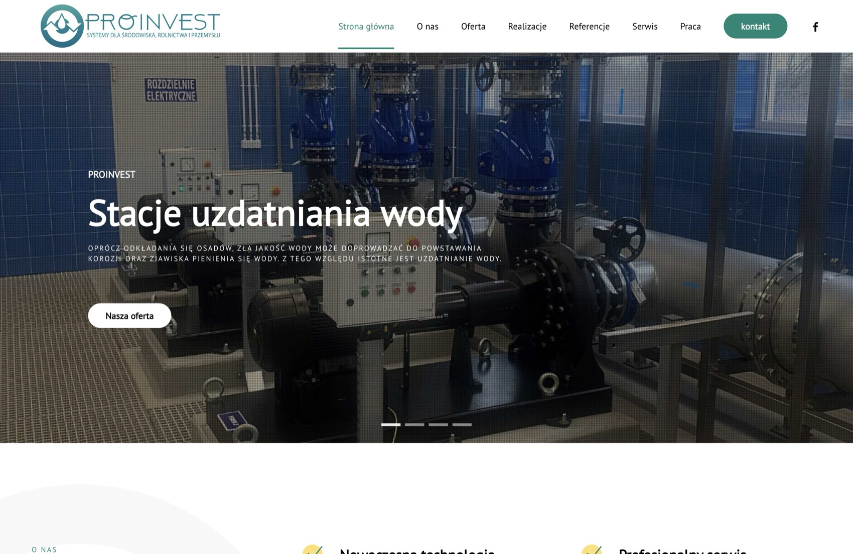 ProInvest - strona firmy inżynierskiej na ekranie MacBooka
