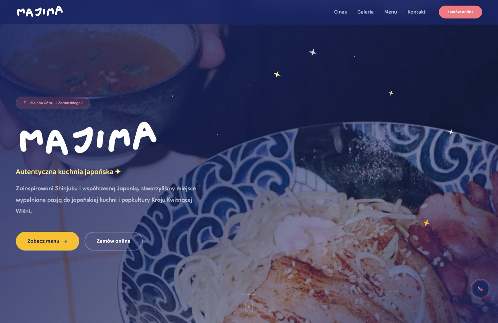 Restauracja Majima - strona japońskiego lokalu na ekranie MacBooka