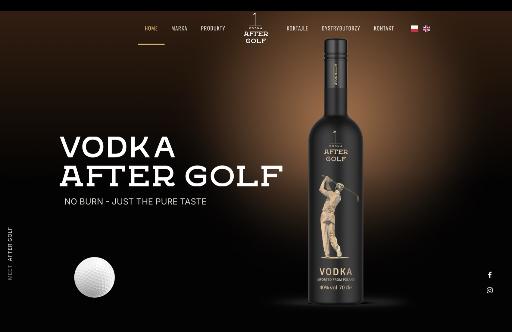 Vodka After Golf - strona marki premium na ekranie MacBooka